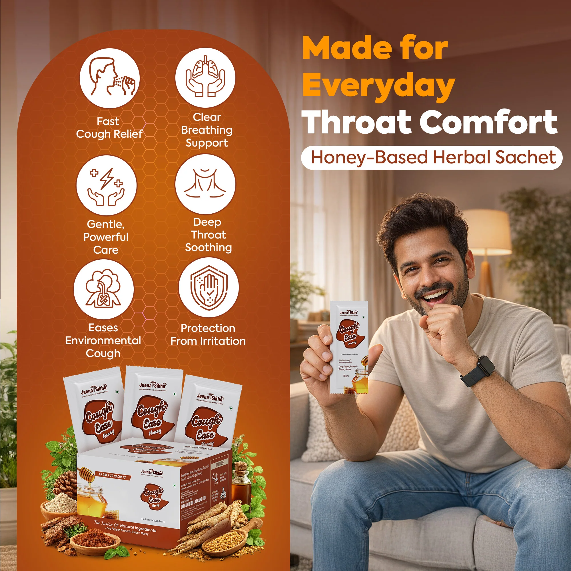 Cough Ease Honey Sachets | Honey-Based Throat & Seasonal Comfort Support - Image 4