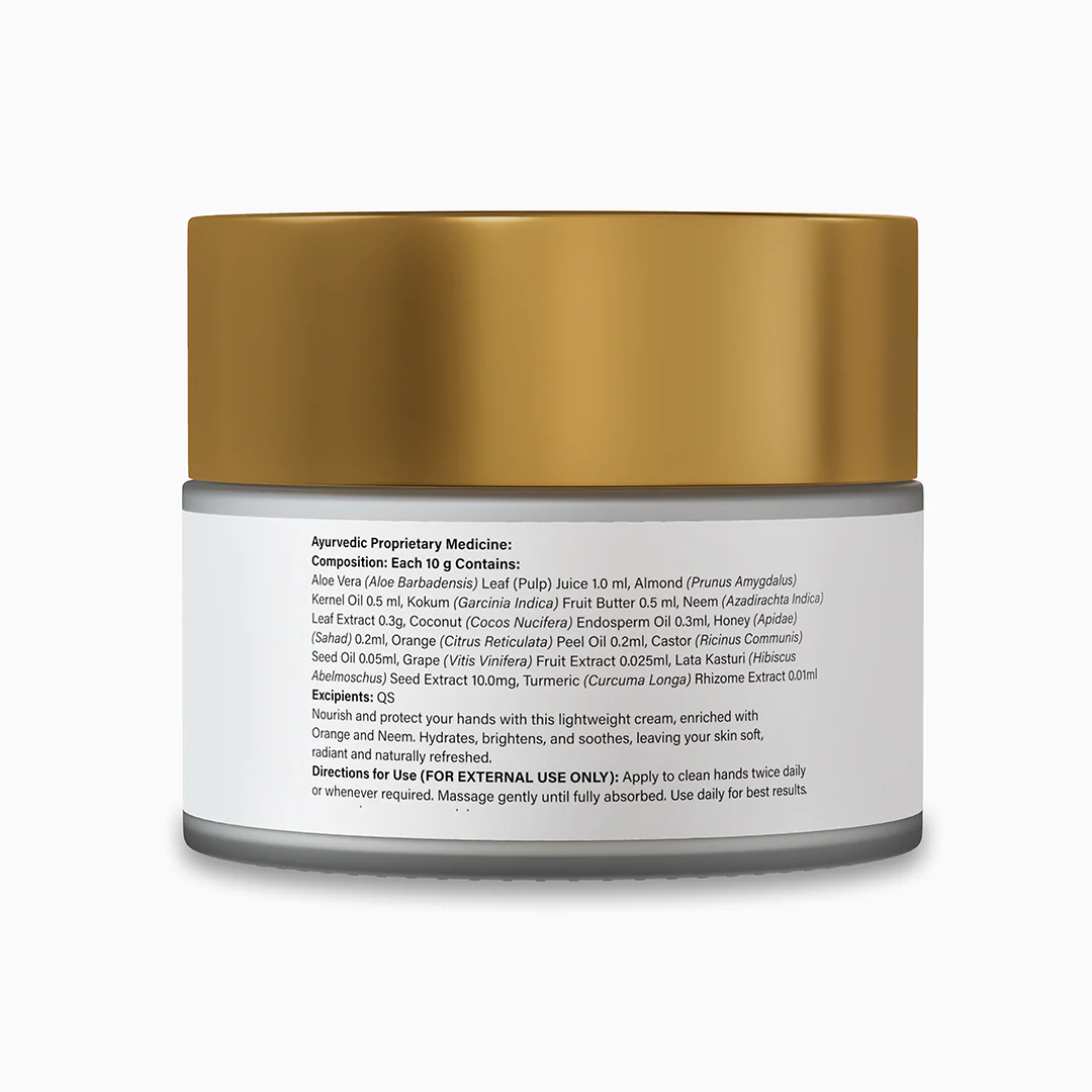 Hand Balm with Orange & Neem Extract | Ayurvedic Hand Cream with Aloe Vera, Almond Oil, & Honey | Moisturising Hand Care for Soft, Smooth & Nourished Skin - Image 8