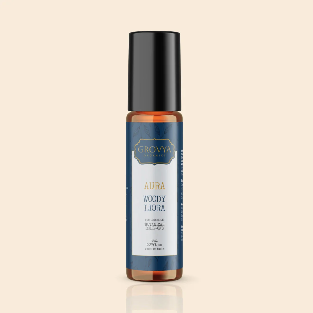 Grovya Organics Aura Woody Liora Roll-On | Natural Woody Perfume Oil with Amber Resin & Essential Oils | Alcohol-Free Long-Lasting Fragrance - Image 3
