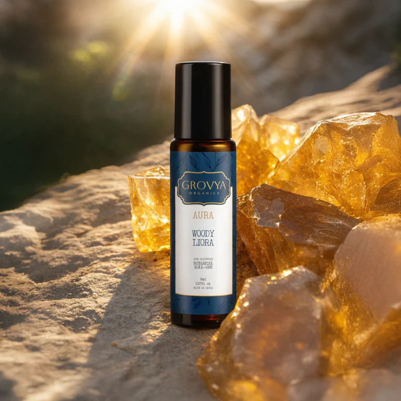 Grovya Organics Aura Woody Liora Roll-On | Natural Woody Perfume Oil with Amber Resin & Essential Oils | Alcohol-Free Long-Lasting Fragrance - Image 5