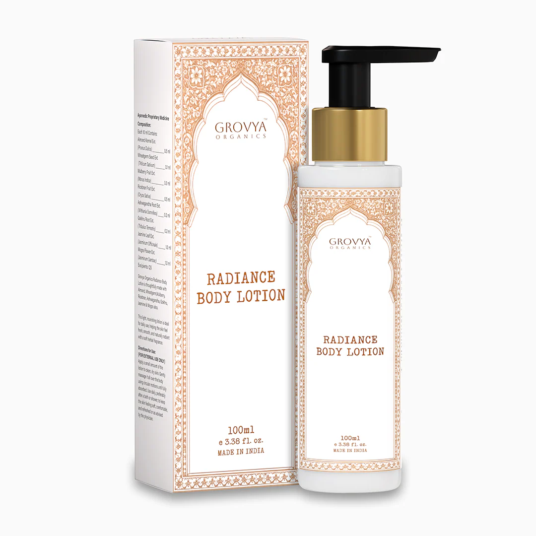 Radiance Body Lotion | Ayurvedic Body Lotion with Almond, Wheatgerm, Mulberry, Ricebran, Jasmine & Mogra Extracts | Herbal Body Care Lotion