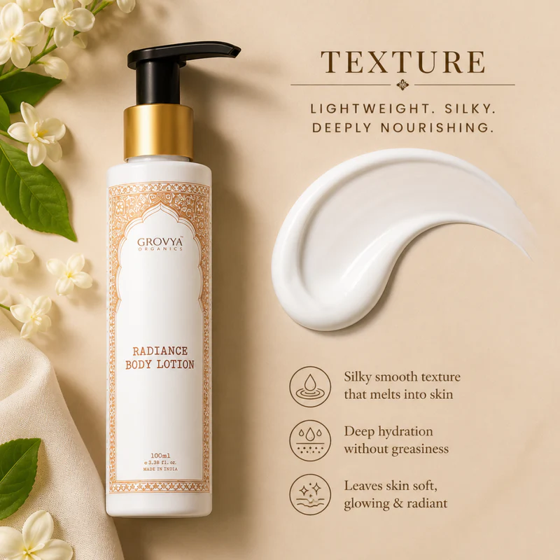 Radiance Body Lotion | Ayurvedic Body Lotion with Almond, Wheatgerm, Mulberry, Ricebran, Jasmine & Mogra Extracts | Herbal Body Care Lotion - Image 5