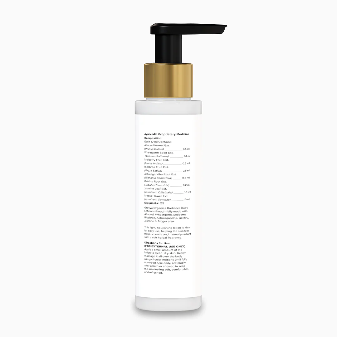 Radiance Body Lotion | Ayurvedic Body Lotion with Almond, Wheatgerm, Mulberry, Ricebran, Jasmine & Mogra Extracts | Herbal Body Care Lotion - Image 8