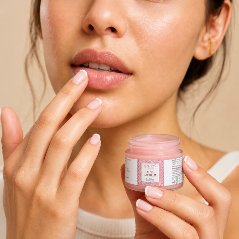 Rose Lip Balm | Ayurvedic Herbal Lip Care with Almond Oil, Kokum Butter & Rose Extract | Botanical Lip Balm with Pomegranate, Carrot & Sesame Oils | Daily Lip Care - Image 3