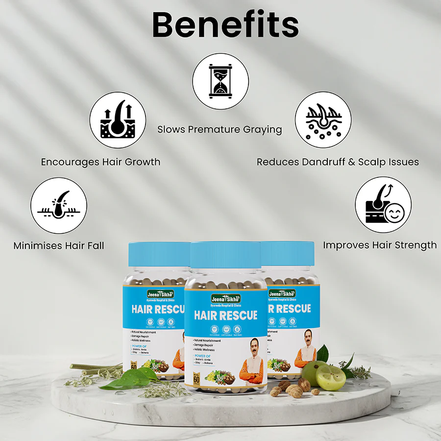 Hair Rescue Capsules | Ayurvedic Support for Hair Fall, Dandruff, Scalp Health & Premature Graying - Image 3