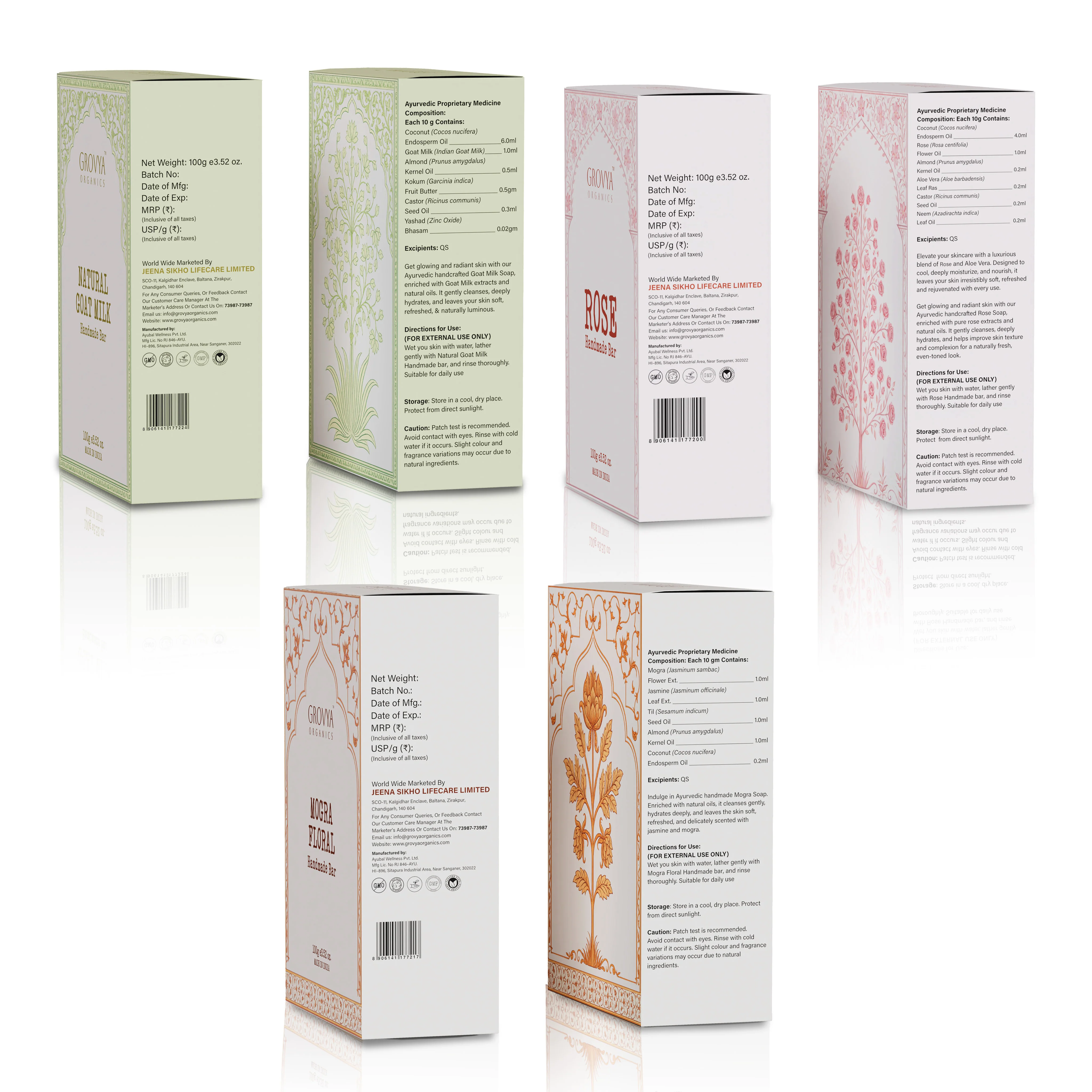 Handmade Soap Combo | Pure Goat Milk, Mogra Floral & Fresh Rose Ayurvedic Bathing Bars | Complete Skin Hydration, Softness & Nourishment Kit | 3 x 100 g - Image 3