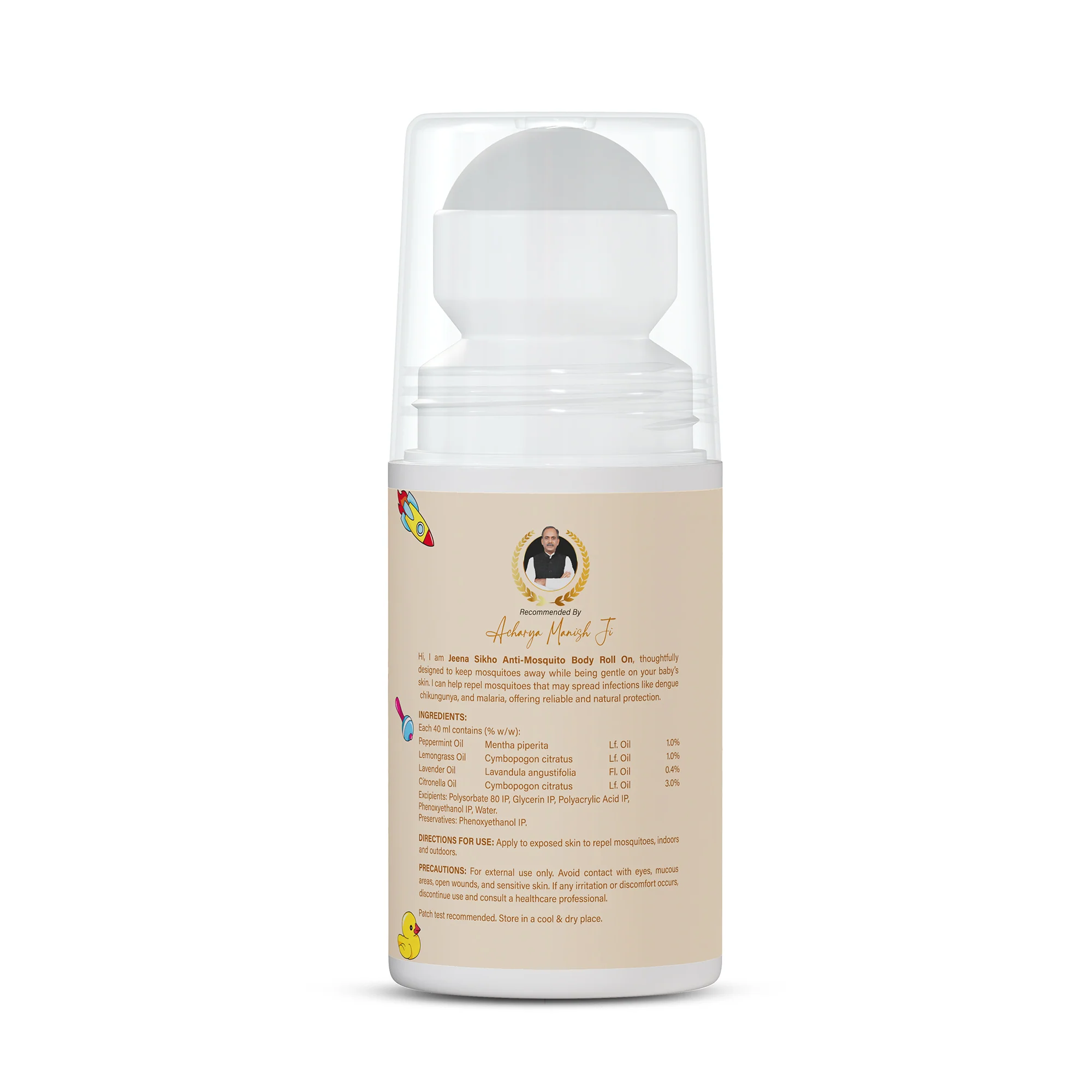 Anti-Mosquito Body Roll-On | Herbal Mosquito Repellent for Babies Aged 3+ Months | With Citronella, Lemongrass & Peppermint Oils | 40 ml - Image 3