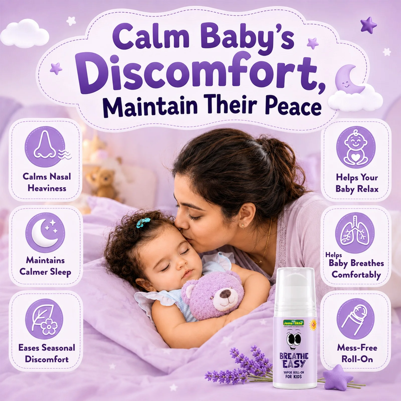 Breathe Easy Vapour Roll-On For Kids | Natural Ayurvedic Cold Weather Roll-On with Eucalyptus & Lavender Oil | 40ml - Image 3