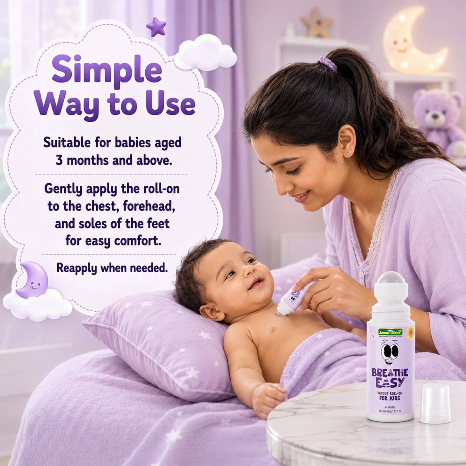 Breathe Easy Vapour Roll-On For Kids | Natural Ayurvedic Cold Weather Roll-On with Eucalyptus & Lavender Oil | 40ml - Image 5