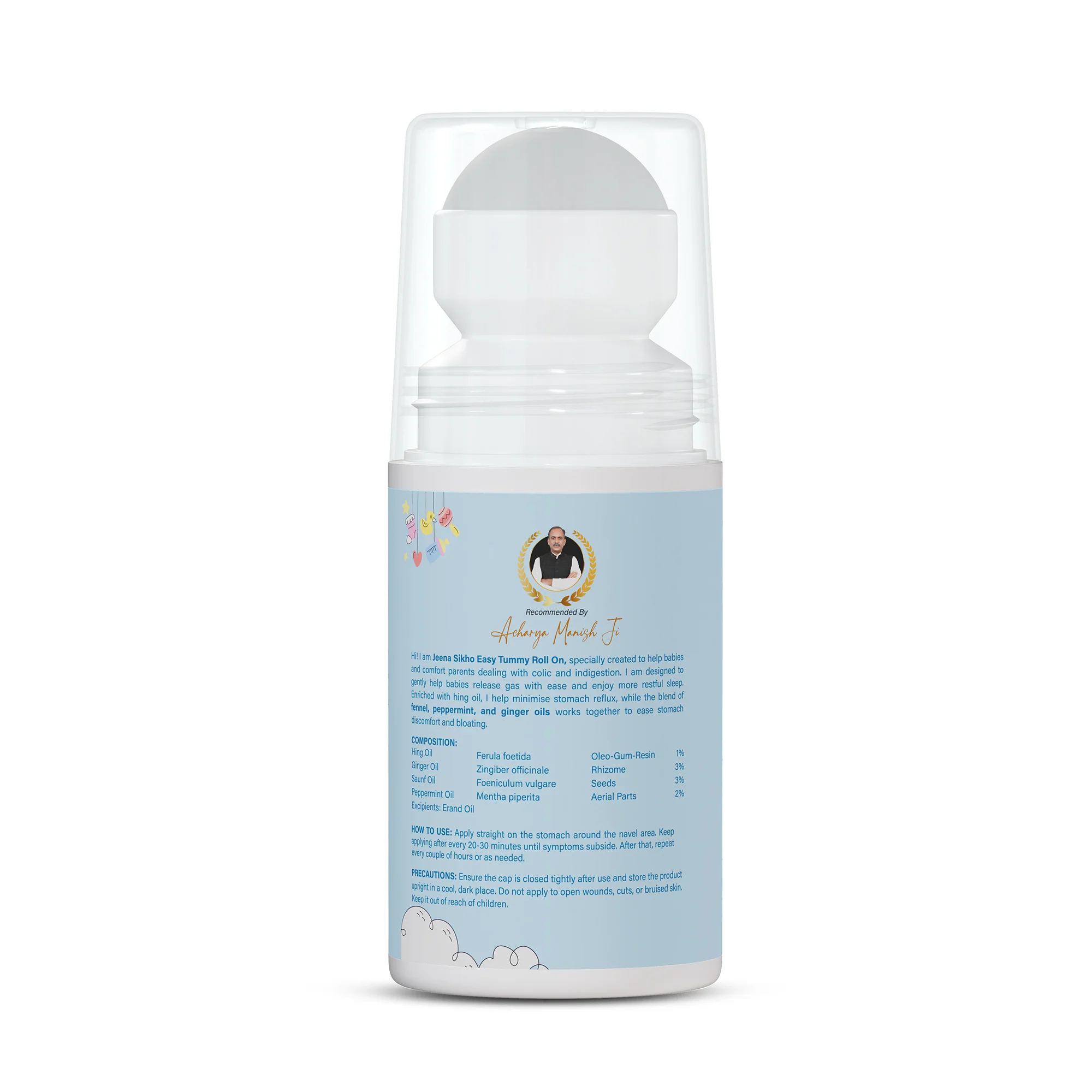 Easy Tummy Roll On | Ayurvedic Baby Roll On with Hing, Saunf & Peppermint Oils | Gentle Baby Tummy Massage Oil for Colic, Gas & Bloating Comfort, 40 ml - Image 8