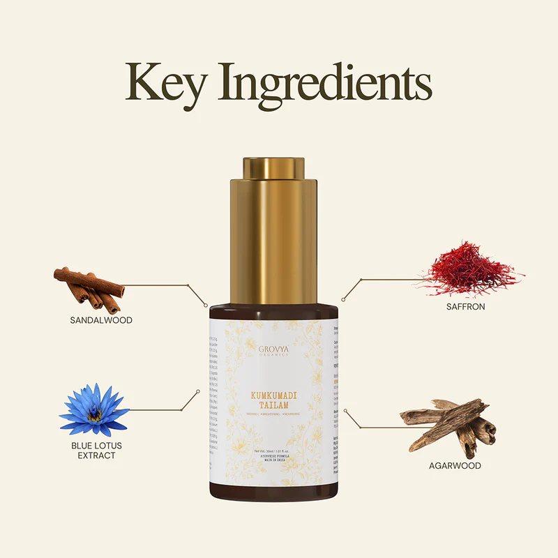 Kumkumadi Tailam | Natural Facial Oil for Radiance, Skin Nourishment & Even Skin Tone - Image 3