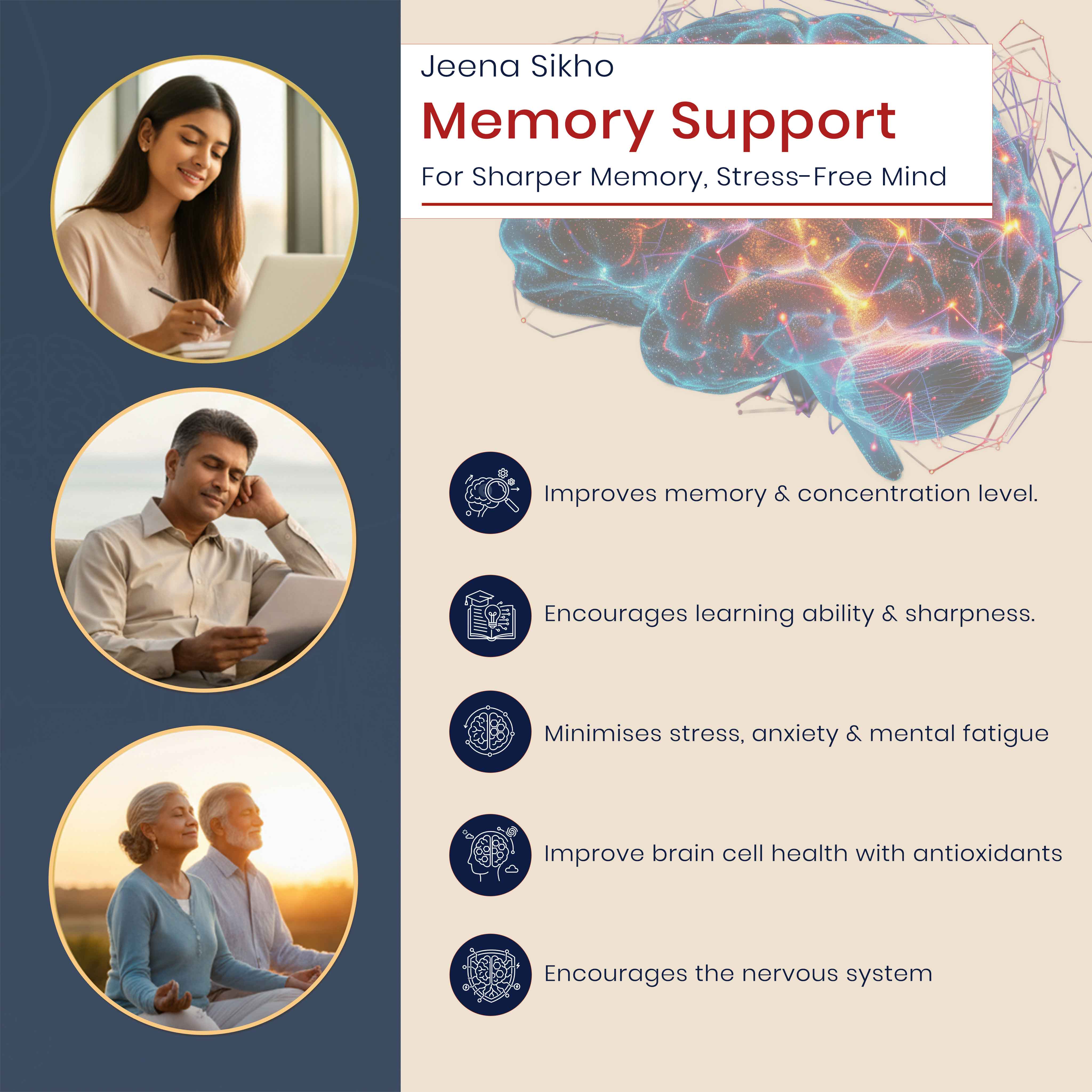 Memory Support Tablets | Improves Concentration, Brain Sharpness & Stress Support - Image 3