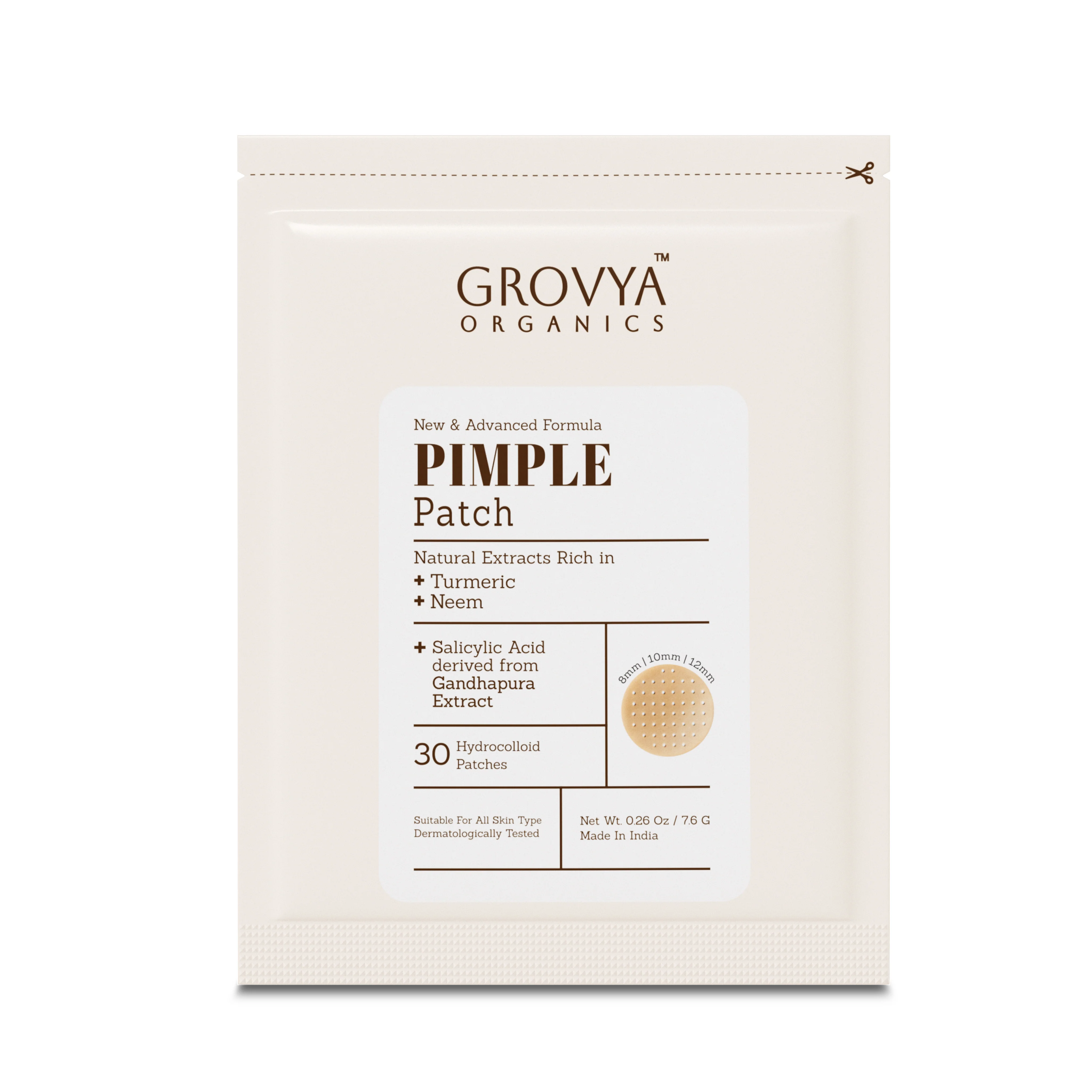 Pimple Patch | Hydrocolloid Acne Patch with Turmeric, Neem & Calendula | Salicylic Acid Acne Spot Patch for Face | Invisible Overnight Pimple Stickers, 30 Patches (8 mm, 10 mm & 12 mm) - Image 3
